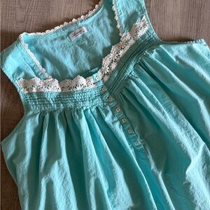 Aqua Blue Lace Trim Chemise by SHAN